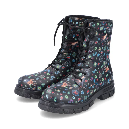Rieker Damen Biker Boots multi-schwarz
