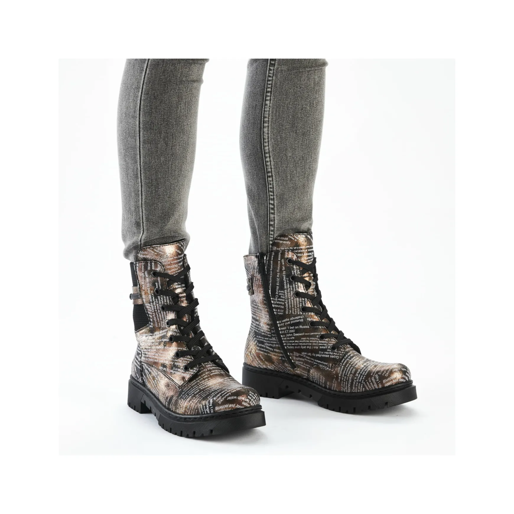 Rieker Damen Biker Boots rosa-orange-metallic