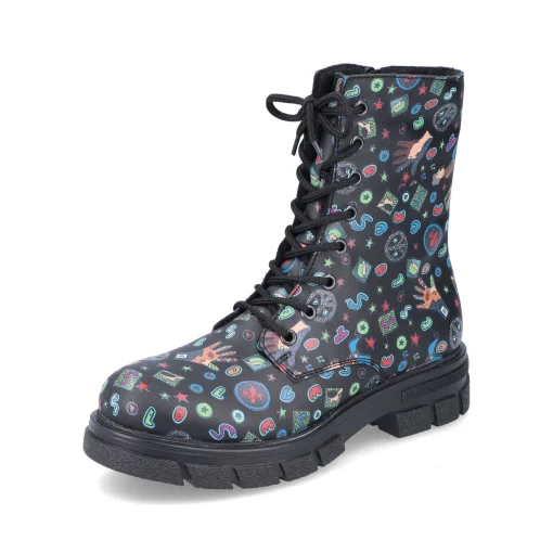 Rieker Damen Biker Boots multi-schwarz