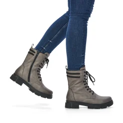 Rieker Damen Biker Boots steingrau-schwarz
