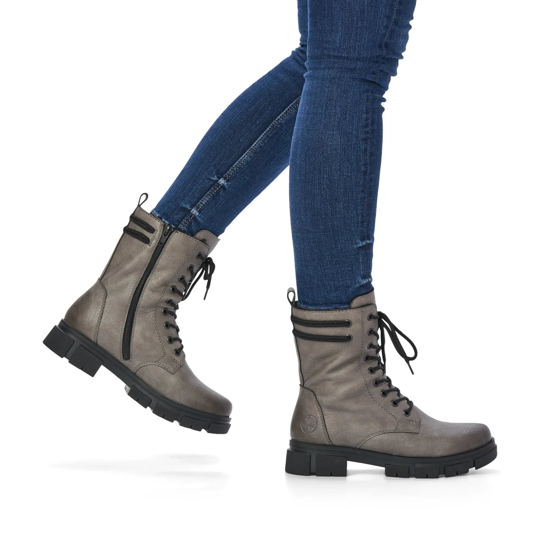 Rieker Damen Biker Boots steingrau-schwarz