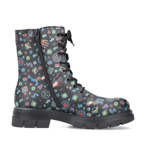 Rieker Damen Biker Boots multi-schwarz