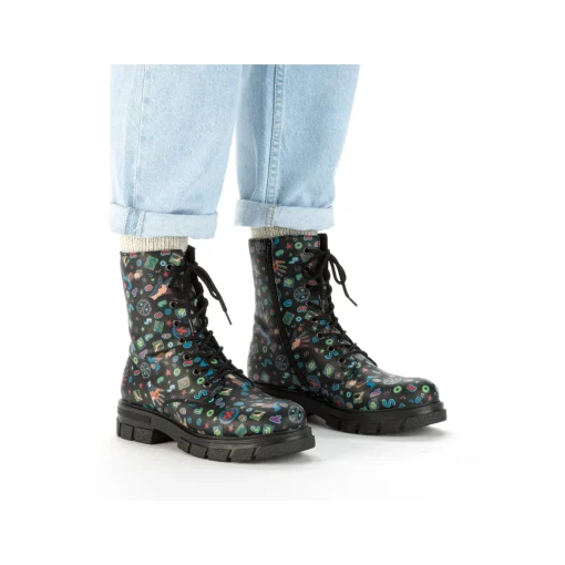 Rieker Damen Biker Boots multi-schwarz