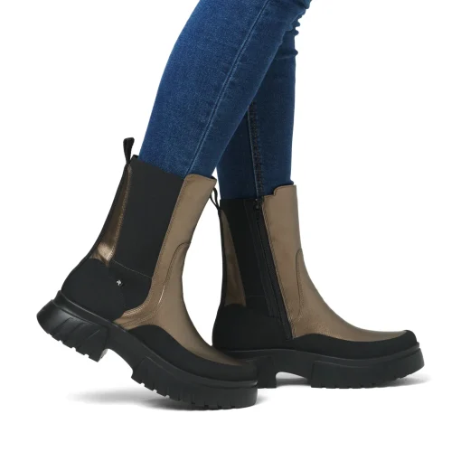 Rieker Damen Chelsea Boots bronze-schwarz