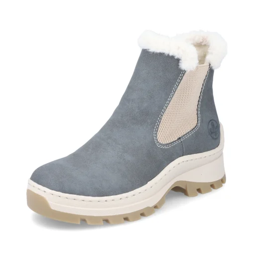 Rieker Damen Chelsea Boots graublau-beige