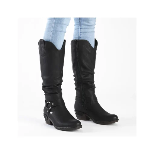 Rieker Damen Hochschaftstiefel nachtschwarz