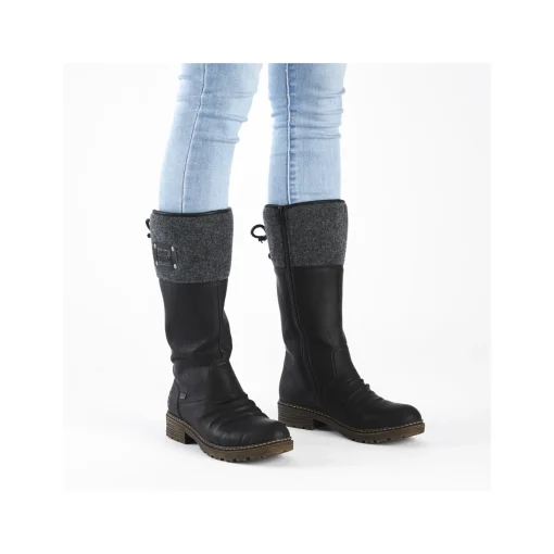 Rieker Damen Hochschaftstiefel asphaltschwarz