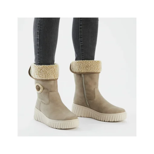 Rieker Damen Hochschaftstiefel graubeige
