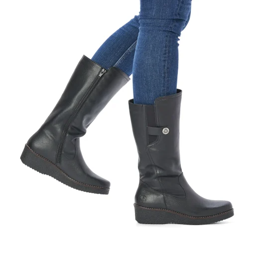 Rieker Damen Hochschaftstiefel tiefschwarz