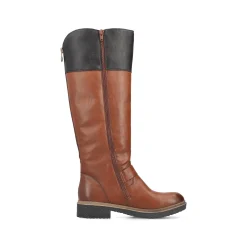 Rieker Damen Hochschaftstiefel karamellbraun-schwarz