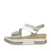 Rieker Damen Keilsandaletten mintgrün-weiß-beige