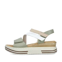Rieker Damen Keilsandaletten mintgrün-weiß-beige