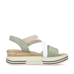 Rieker Damen Keilsandaletten mintgrün-weiß-beige