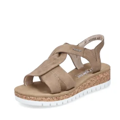 Rieker Damen Keilsandaletten braun-beige