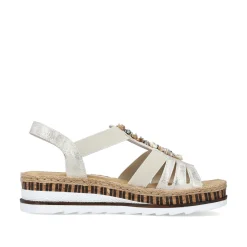 Rieker Damen Keilsandaletten beige-metallic