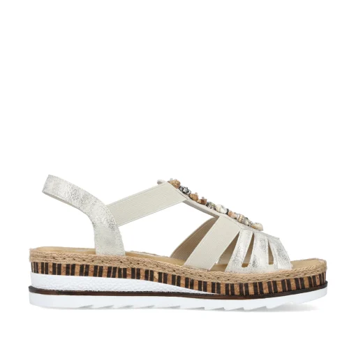 Rieker Damen Keilsandaletten beige-metallic