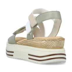Rieker Damen Keilsandaletten mintgrün-weiß-beige