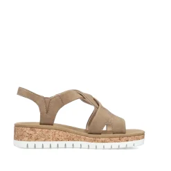 Rieker Damen Keilsandaletten braun-beige