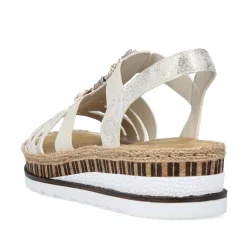 Rieker Damen Keilsandaletten beige-metallic