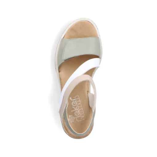 Rieker Damen Keilsandaletten mintgrün-weiß-beige