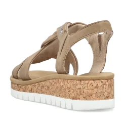 Rieker Damen Keilsandaletten braun-beige