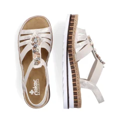 Rieker Damen Keilsandaletten beige-metallic