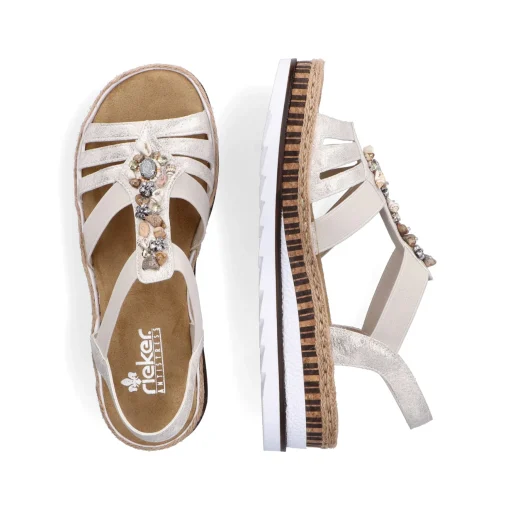 Rieker Damen Keilsandaletten beige-metallic
