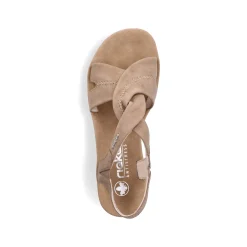 Rieker Damen Keilsandaletten braun-beige