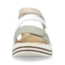 Rieker Damen Keilsandaletten mintgrün-weiß-beige