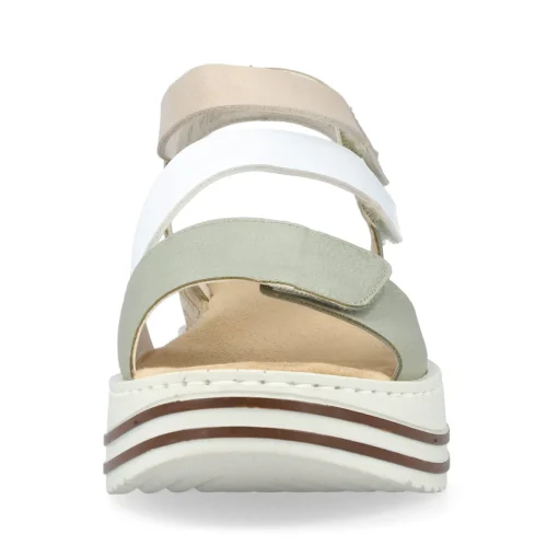 Rieker Damen Keilsandaletten mintgrün-weiß-beige