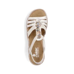 Rieker Damen Keilsandaletten beige-metallic
