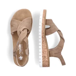 Rieker Damen Keilsandaletten braun-beige