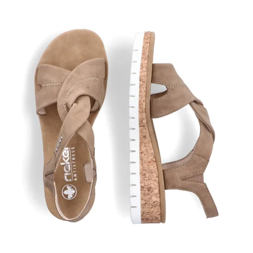 Rieker Damen Keilsandaletten braun-beige