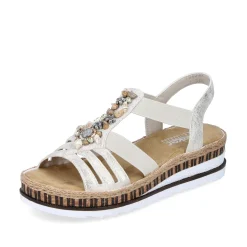 Rieker Damen Keilsandaletten beige-metallic