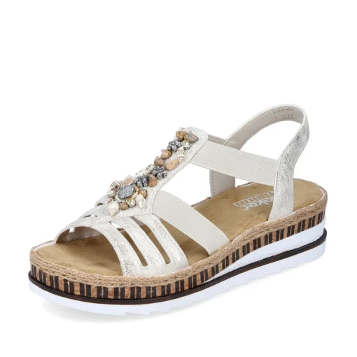 Rieker Damen Keilsandaletten beige-metallic