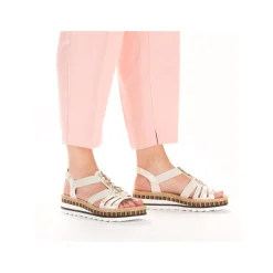 Rieker Damen Keilsandaletten beige-metallic