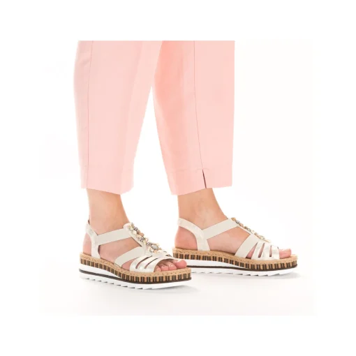 Rieker Damen Keilsandaletten beige-metallic