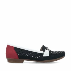 Rieker Damen Loafer ozeanblau-feuerrot