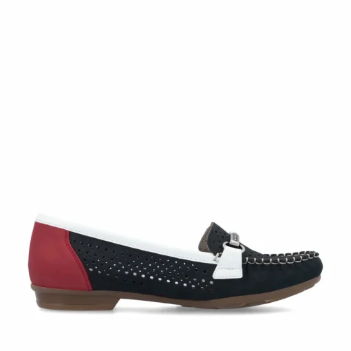 Rieker Damen Loafer ozeanblau-feuerrot