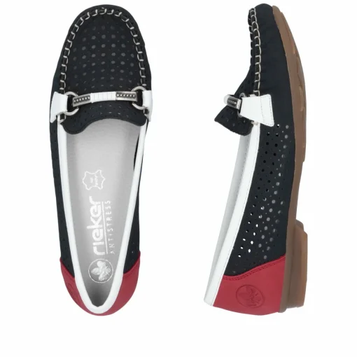 Rieker Damen Loafer ozeanblau-feuerrot