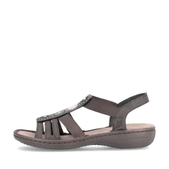 Rieker Damen Riemchensandalen schwarzgrau
