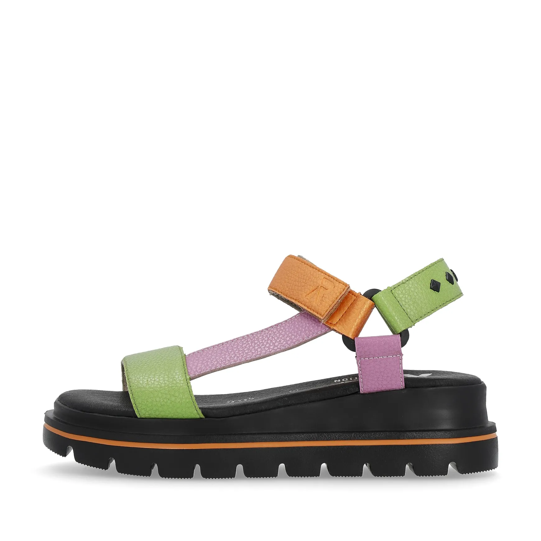 Rieker Damen Riemchensandalen black-green-pink-orange