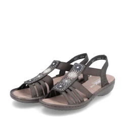 Rieker Damen Riemchensandalen schwarzgrau