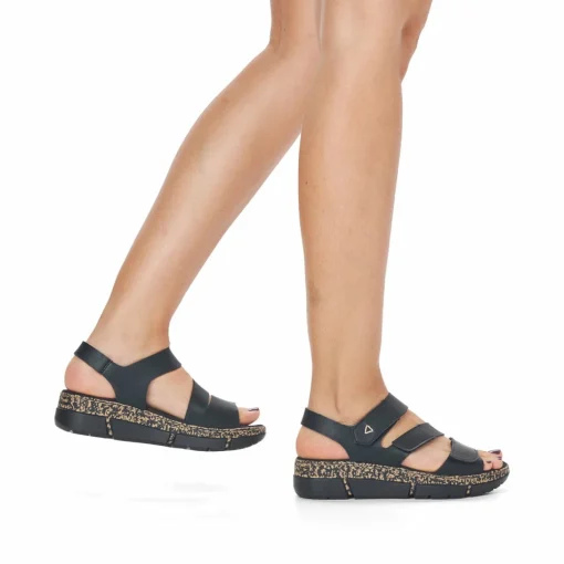 Rieker Damen Riemchensandalen asphaltschwarz