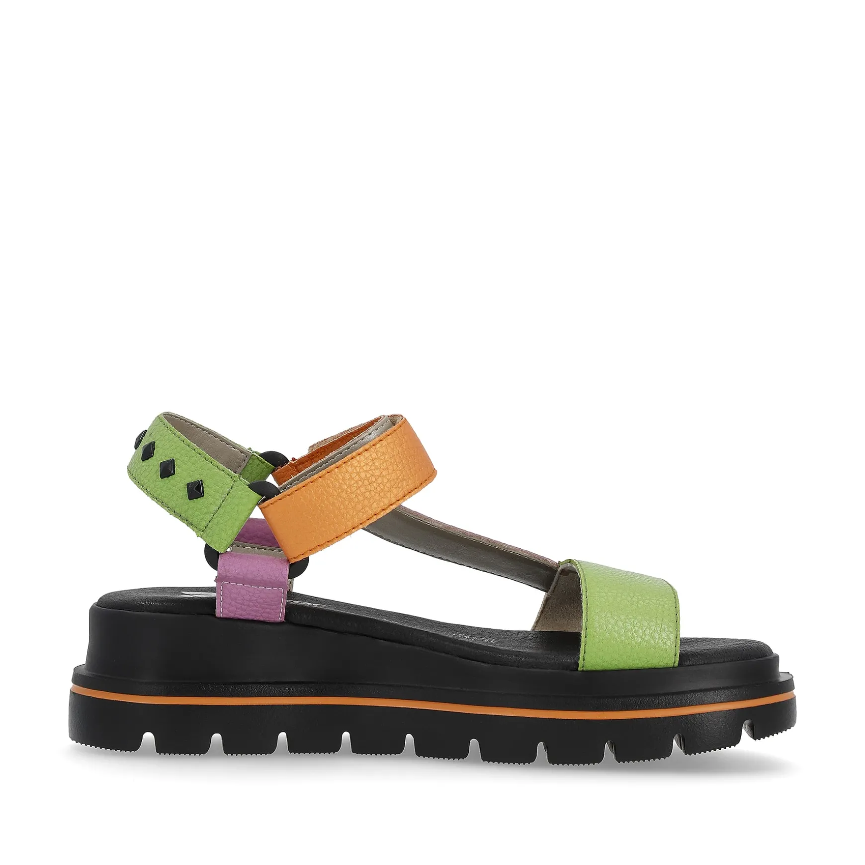 Rieker Damen Riemchensandalen black-green-pink-orange