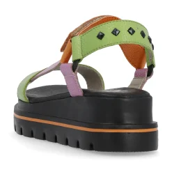 Rieker Damen Riemchensandalen black-green-pink-orange