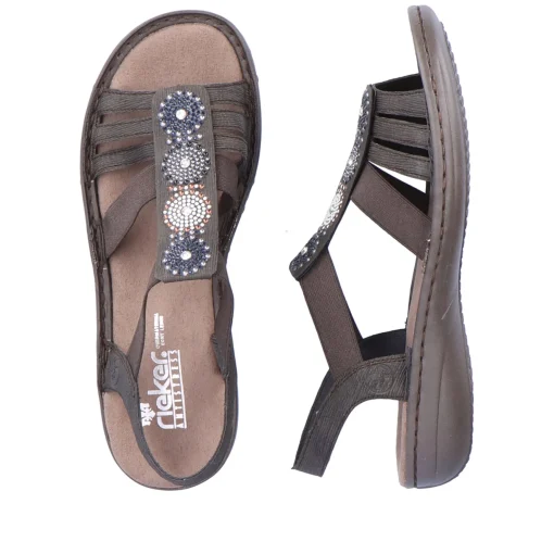 Rieker Damen Riemchensandalen schwarzgrau