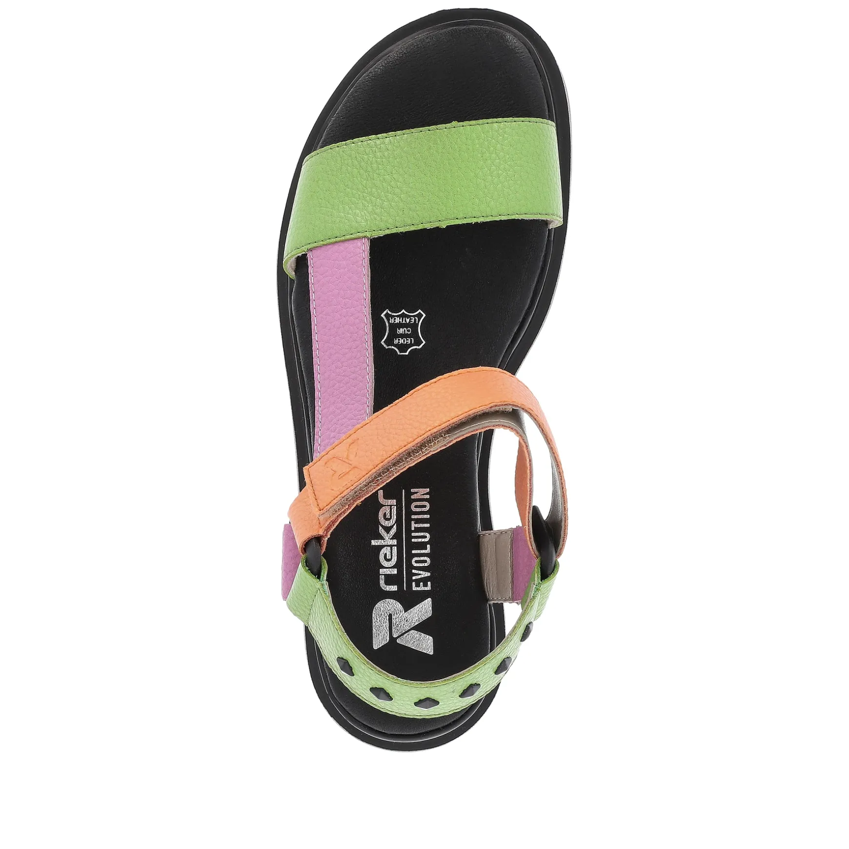 Rieker Damen Riemchensandalen black-green-pink-orange
