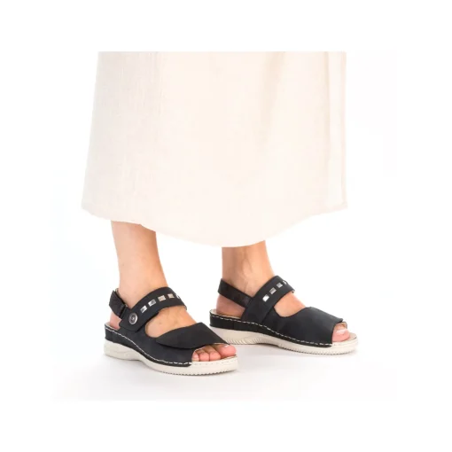 Rieker Damen Riemchensandalen stahlblau