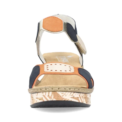 Rieker Damen Riemchensandaletten pastellorange-pazifikblau